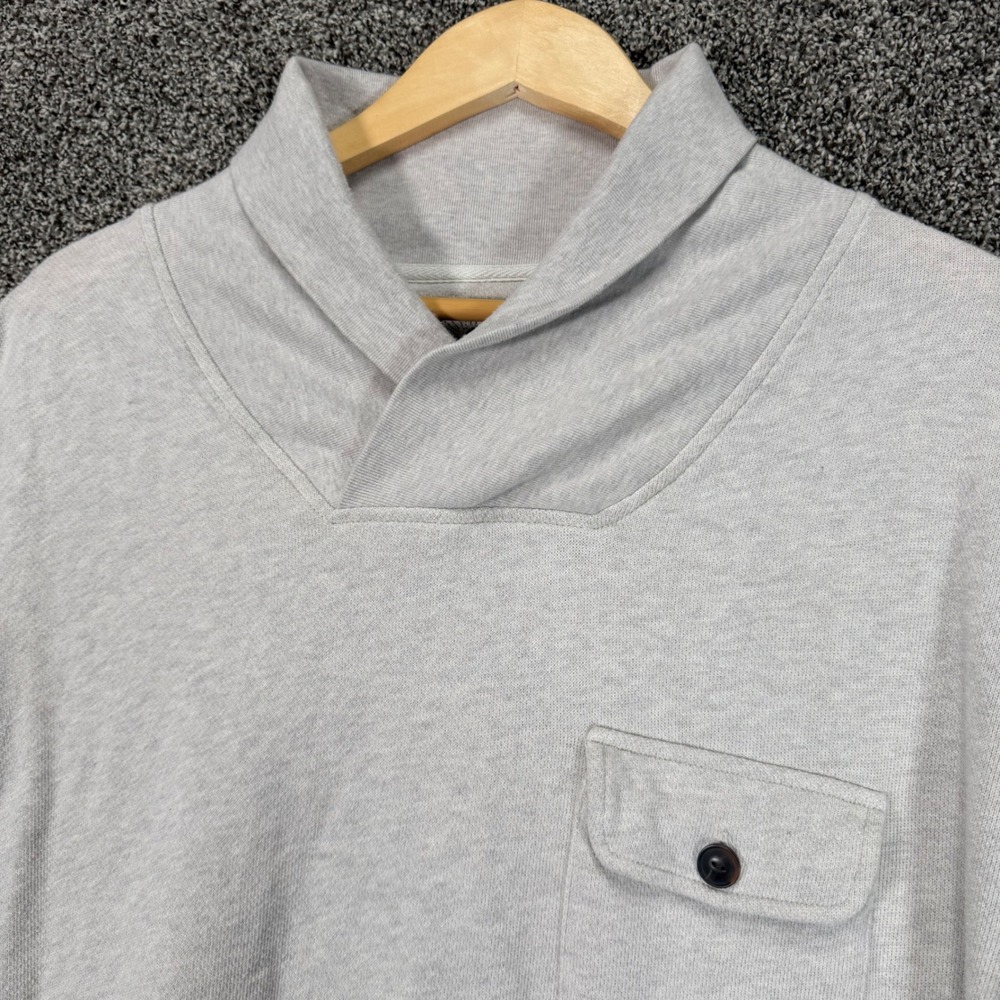 Surf Pendleton Sweater Mens 2XL Gray Cotton Shawl Collar Flap Pocket Pullover